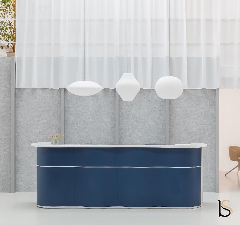 Comptoir d'accueil 3 postes Wave - MDD - Bleu mat, 356_2