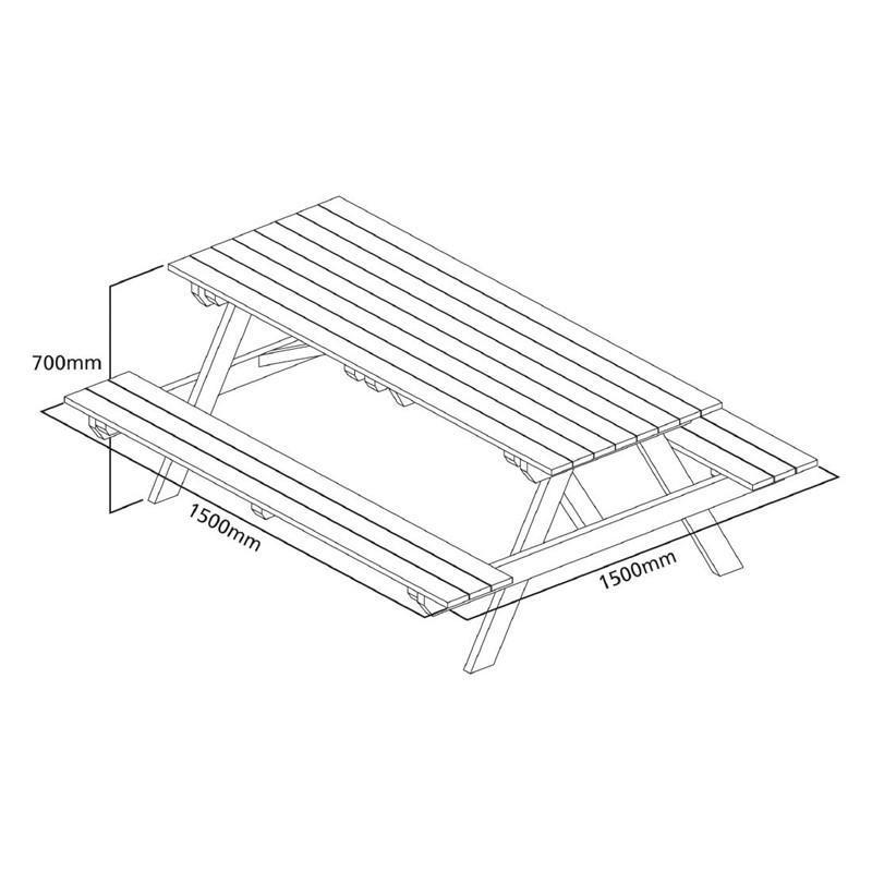 Table pique-nique en bois 1,5m | Rowlinson - CG095_2