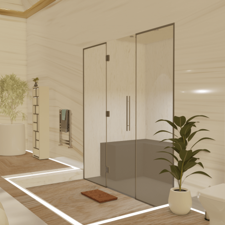 Kit de construction cabine de hammam - Paroi vitrée à carreler 180x120 avec générateur vapeur et accessoires inclus_2