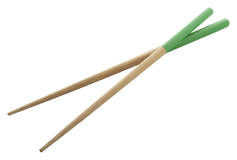 Baguettes en bambou - set de 2 avec extrémités peintes - couleur vert - poids 16g_2