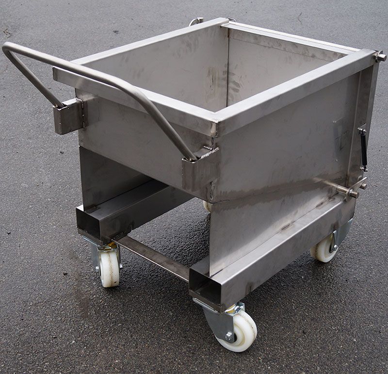 Benne à fond incliné 135 L - ouverture par compas-gaz - charge max 250 kg - made in France_2