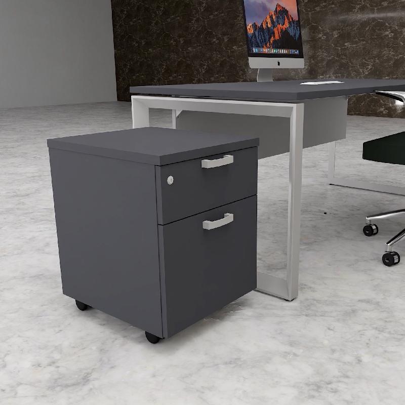 Caisson mobile monocolore avec tiroir pour dossiers suspendus  - MOBEL LINEA - Gris anthracite_2
