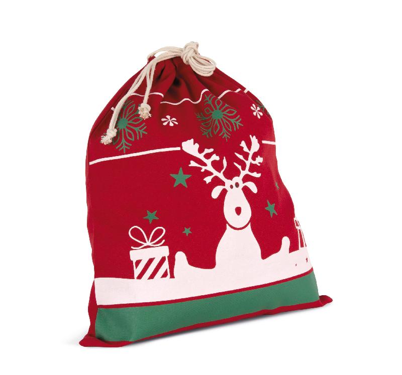 Sac publicitaire avec cordon motifs de Noël - 100% coton - Réf: KI0735_2