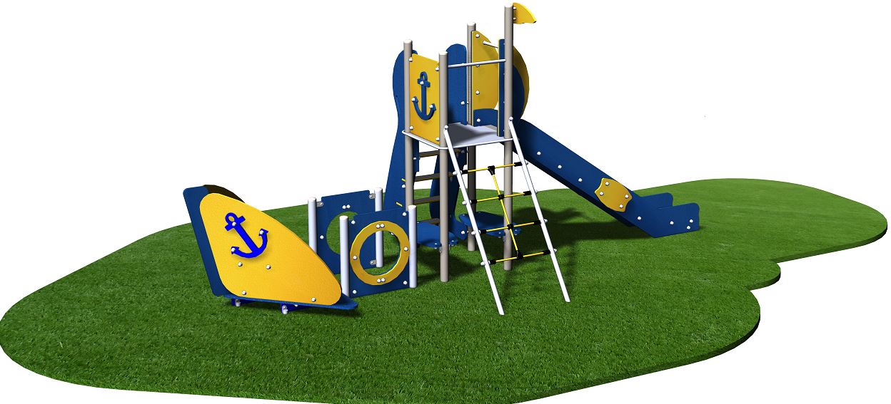 Structure de jeux en inox - 1 tour et étrave - Gamme Cargo - STI123B - Pour enfants dès 2 ans - Capacité 14 enfants_2