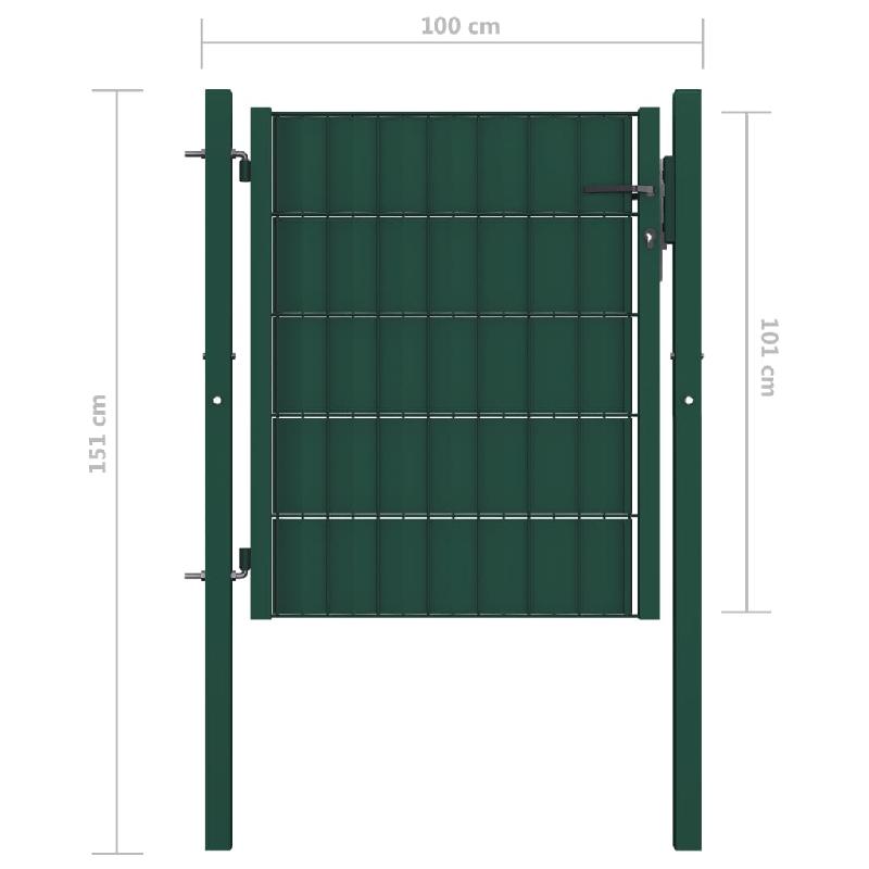 Vidaxl portail de clôture pvc et acier 100x101 cm vert 145228_2