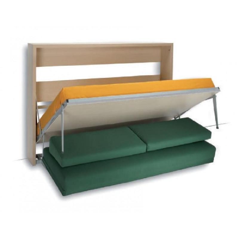 Armoire lit rabattable Houdini Slash avec sommier métallique et canapé