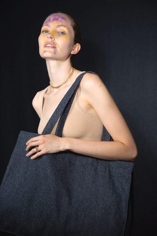 Grand sac shopping denim - Kimood - Réf: KI5229 - 70% coton recyclé / 30% polyester recyclé_2