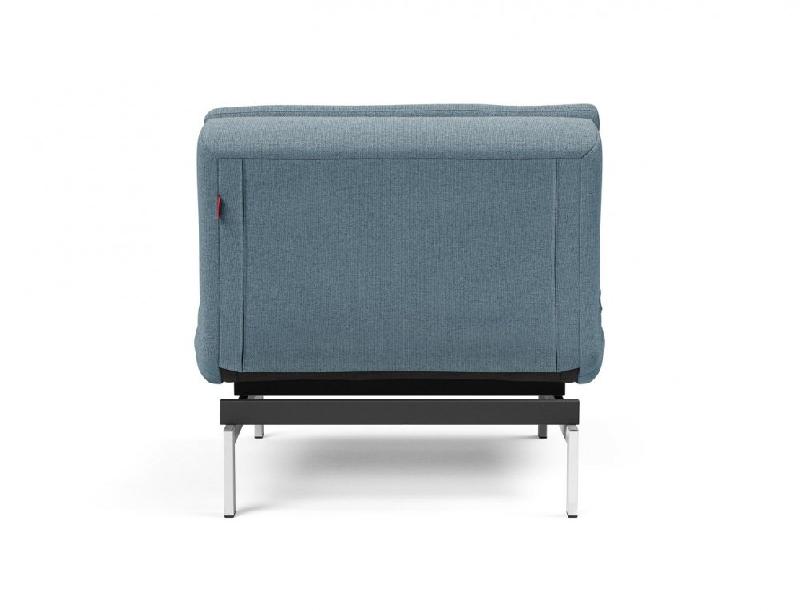 Innovation Living - Fauteuil design Dublexo convertible lit 90x115 cm - Pieds chromés - Tissu Soft Indigo_2
