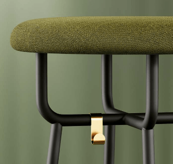 Tabouret de bureau - Assas Contract Columbia - Structure métallique thermolaquée, assise tapissée, hauteur 76 cm_2