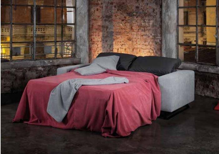 Canapé convertible PRODIGIO 140x195 - tissu microfibre rouge - pieds acier brun - fabrication italienne_2