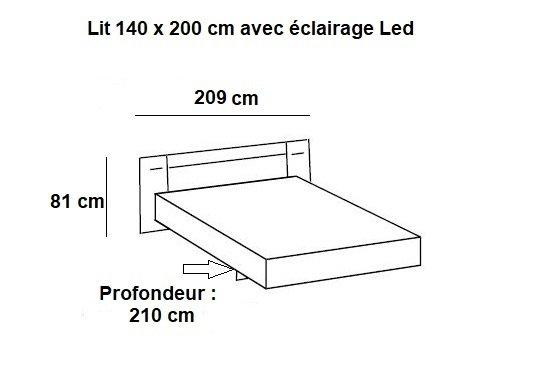 Lit design Angela avec éclairage LED intégré - 160 x 200 cm, blanc rechampis béton gris clair_2