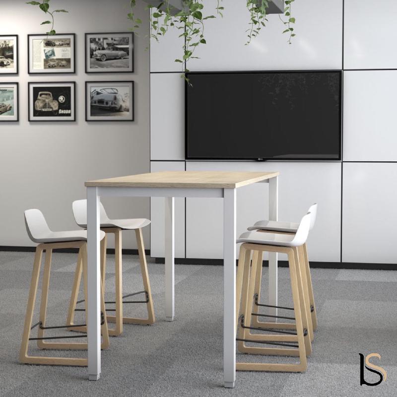 Table haute Tempo - Mobel Linea - 160, Blanc, Chêne moyen_2