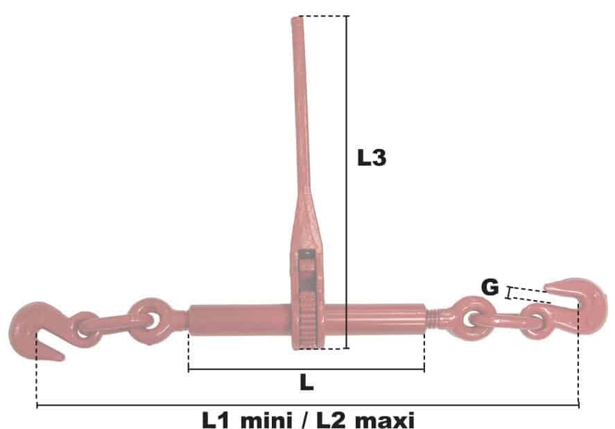 Tendeur d'arrimage - mikatec - à cliquet pour chaîne ø 13mm (haute résistance)_2