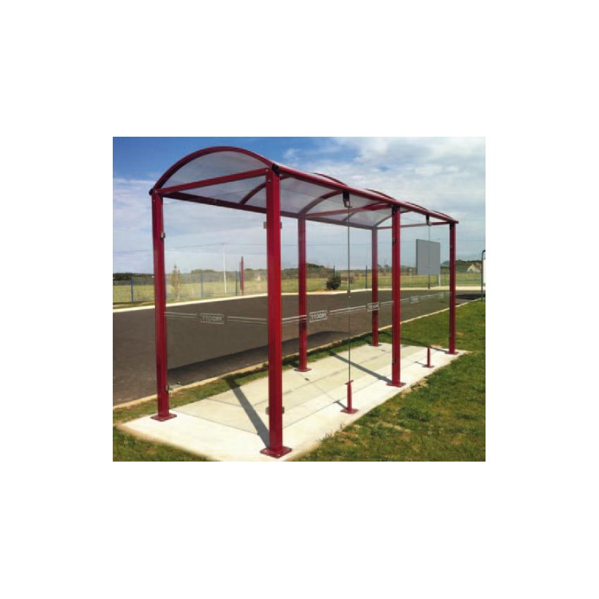Abri bus 445572640 - structure en acier - bardage en verre sécurit - avec banquette et vitrine horaire - peinture aspect corten_2