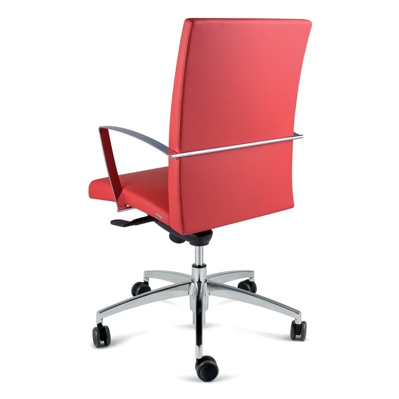 Fauteuil direction VIVA - Finition cuir - Accoudoirs fixes chromés - Haut dossier avec appui-tête - Référence VP02_2