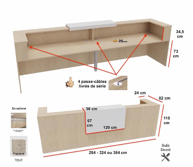 Banque d'accueil 2 personnes delta first avec 1 top - MOBEL LINEA - blanc mat, noir, 284_3