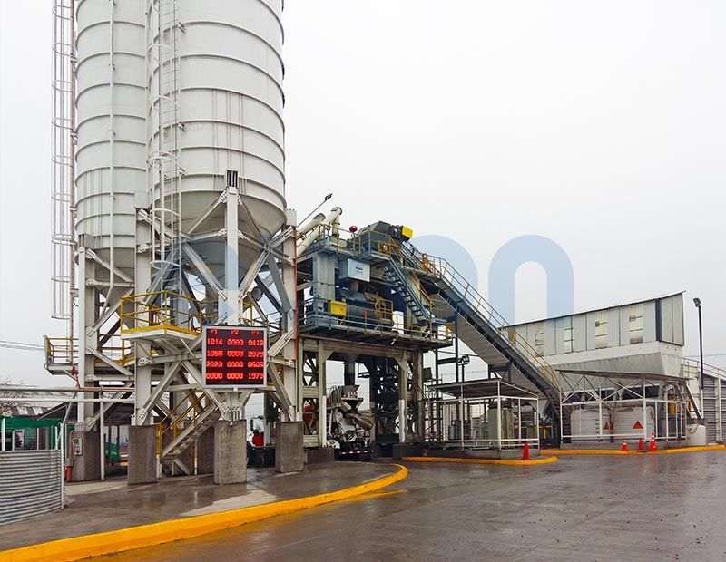 Elkomix-160 centrale à béton fixe - 150 m³/h - capacité trémie 4x30 m³ - malaxeur double arbres_2