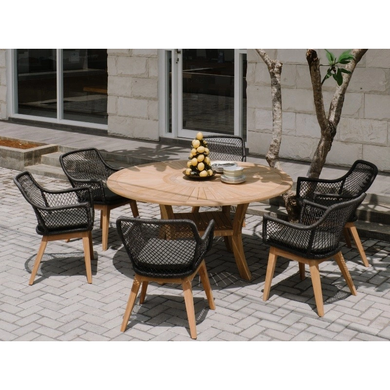 Fauteuil de jardin olivia noir 83x60x63cm – MTF – teck et résine tressée – 2nab2207_2