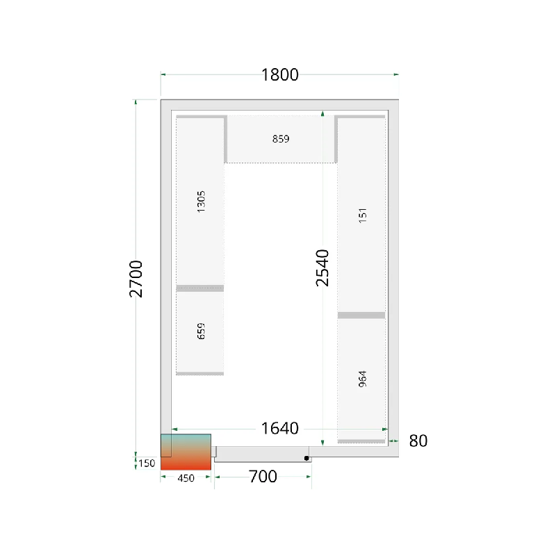 Chambre froide positive CRPF1827 Blanc 1800 x 2700 x 2200 mm TEFCOLD_2