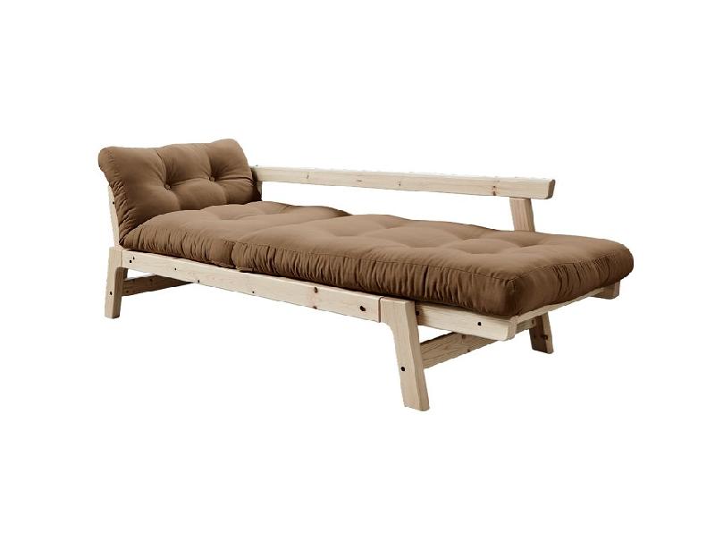 Banquette convertible futon STEP en pin massif - Coloris mocca - Couchage 70 x 200 cm - Design élégant et compact_2
