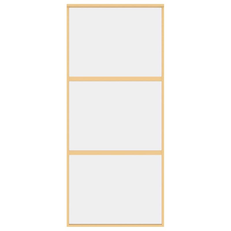 Vidaxl porte coulissante doré 90x205 cm verre esg clair et aluminium 155149_2