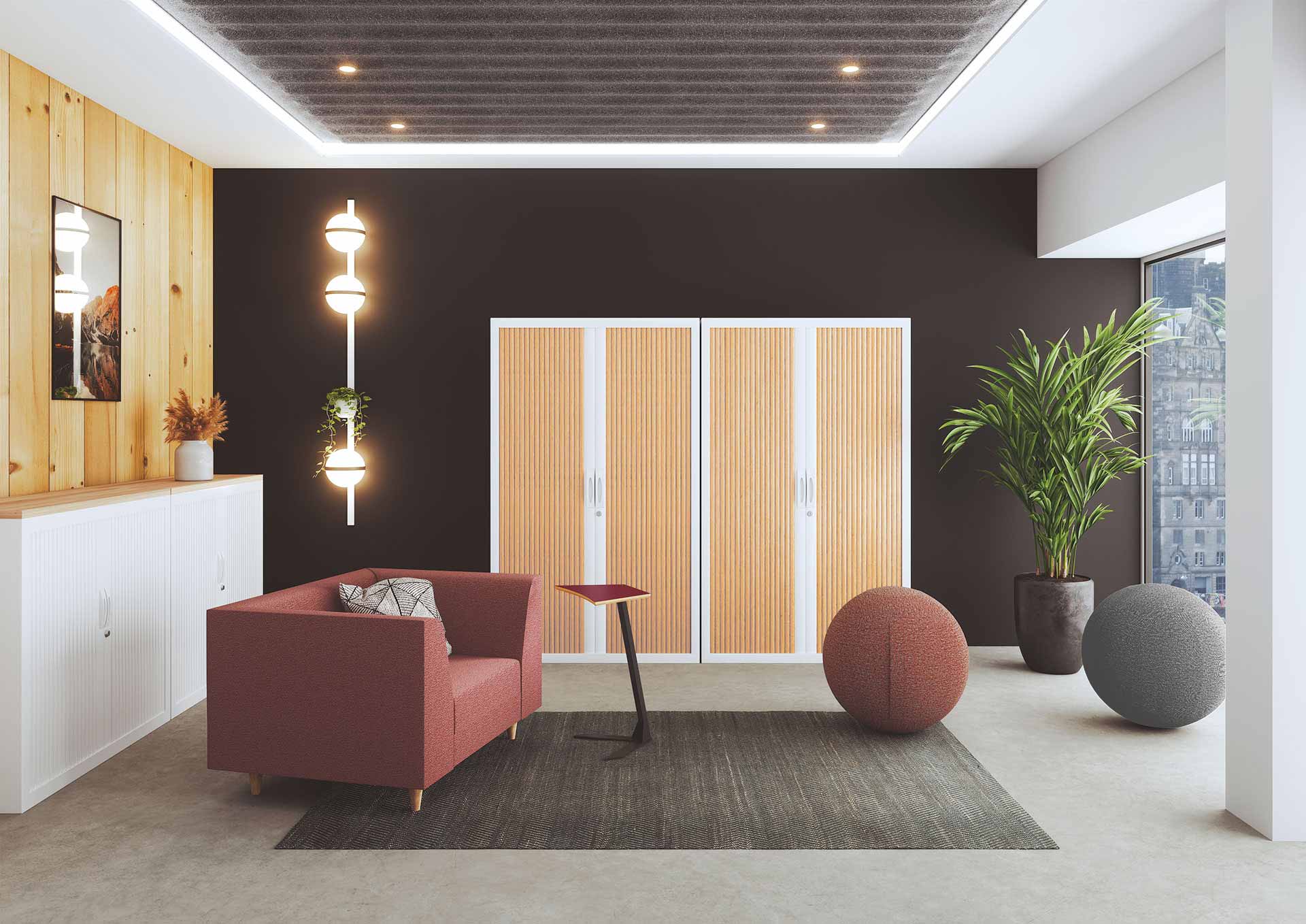 Armoire en bois avec 2 portes pleines, 2 tiroirs DS - 139 cm de hauteur, 100 cm de largeur - Gamme robuste et design_2