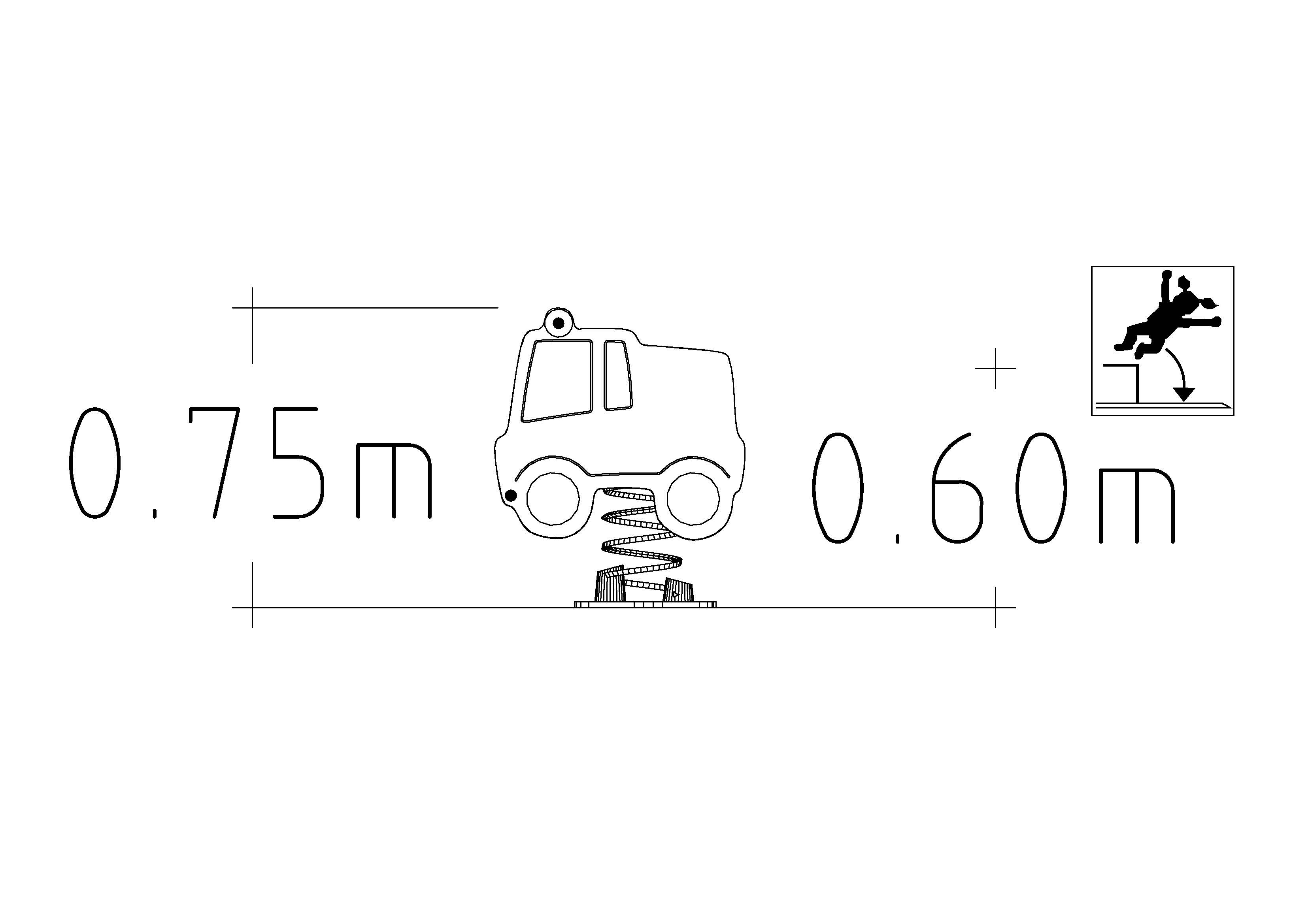 Jeu à ressort Firy, dimensions 630 x 350 x 750 mm