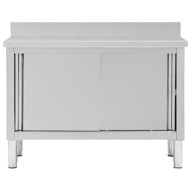 Vidaxl table de travail avec portes coulissantes 120x50x(95-97)cm inox 51051_2
