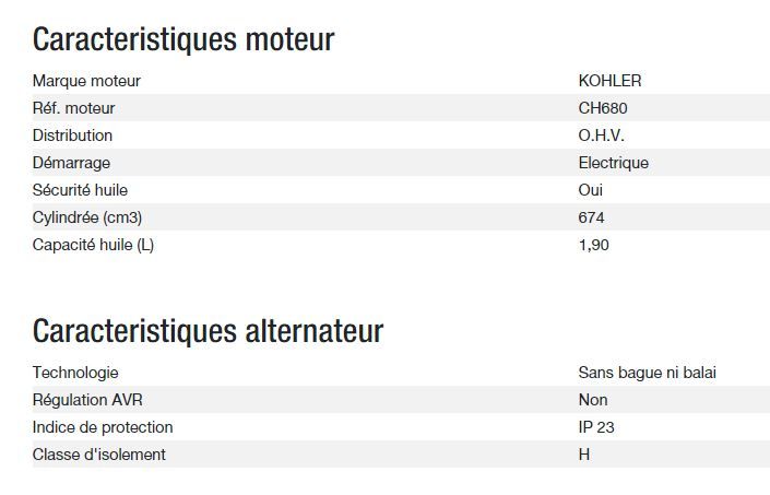 Groupe électrogène Technic 10000 E - Kohler - 10,30 kW - 50 Hz - 230 V_2
