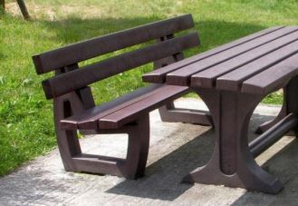 Banc public en 100% plastique recyclé - ALTON - 200 cm avec ou sans dossier, pieds monobloc et lames premium_2