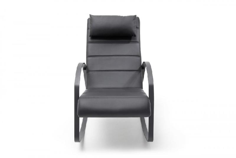 Fauteuil relax RICK - tissu 100% polyuréthane - piétement métal noir mat - design et confort avec têtière incluse_2
