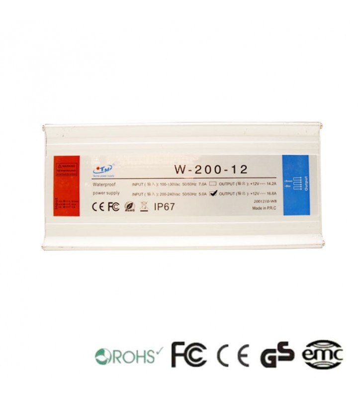 Alimentation 12V continu - 200W - 16.6A - Aluminium IP67 - Certifiée CE et ROHS - Référence 12VIP200W_2