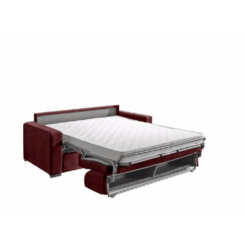Canapé convertible MOJITO - 2-3 places - Matelas 16 cm - Système express - Sommier à lattes 120 cm - Microfibre bordeaux_2