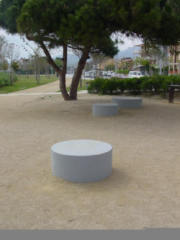 Banc en béton SOL - Banc cylindrique en ciment blanc et gris - Diamètres disponibles_2