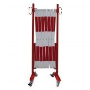 Barrières droites extensibles en acier avec roulettes - Longueur 4m - Rouge et blanc réfléchissant_2