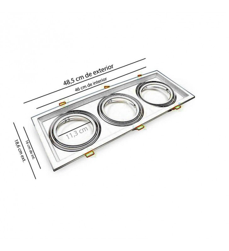 Cadre orientable - triple encastrable pour ampoule LED AR111 - réf AR111ENCB3_2