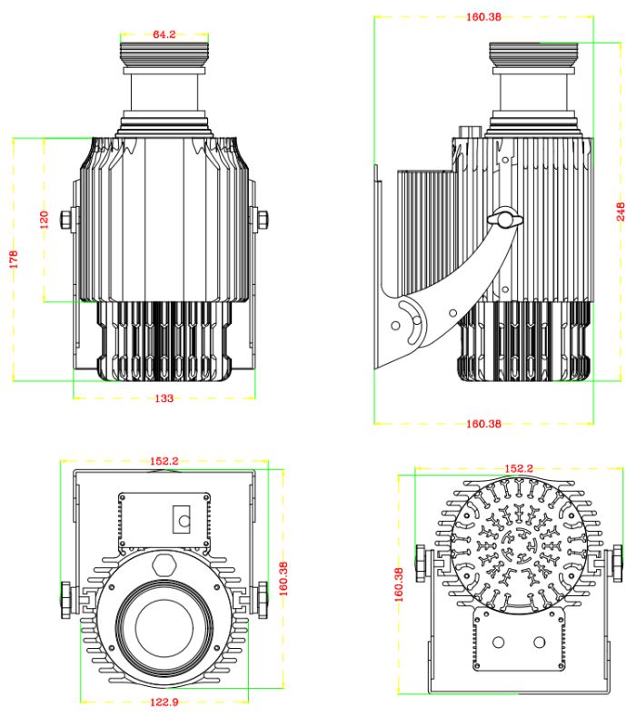 Projecteur gobo rotatif LED 60W WT-RT6065 - Noble - Distance de projection 3-30m - IP65 - Puce LED Osram_2