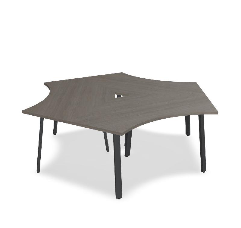 Bureau bench 3 personnes Ogi A - MDD. - Anthracite, Chêne gris_2