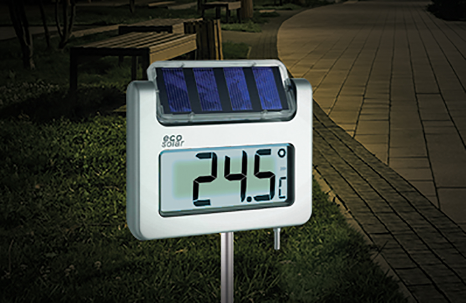 Thermomètre digital de jardin - Grande dimension - Horloge DST - Rétro-éclairage solaire - 3026T_2