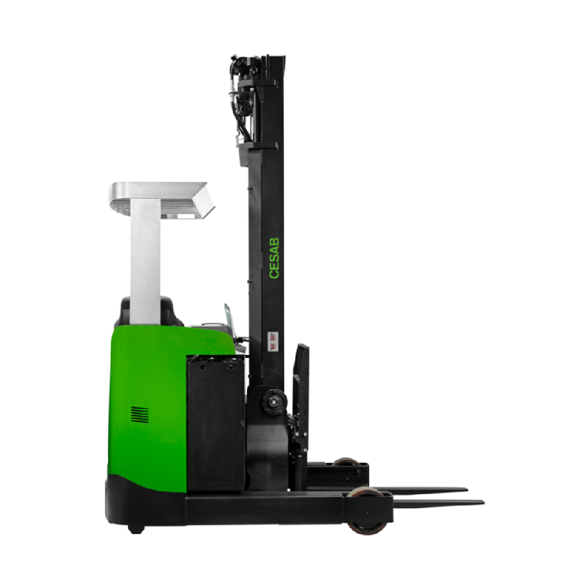 Chariot à mât rétractable R100 pour la manutention de charges à très grande hauteur en Isère et Rhône   -  disponible en achat neuf et en location de courte à longue durée_2