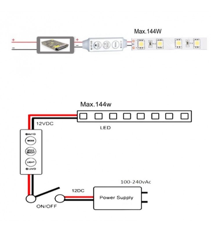 Mini contrôleur dimmer - 12V - Référence 3364 - Variateur tactile avec régulation PWM_2