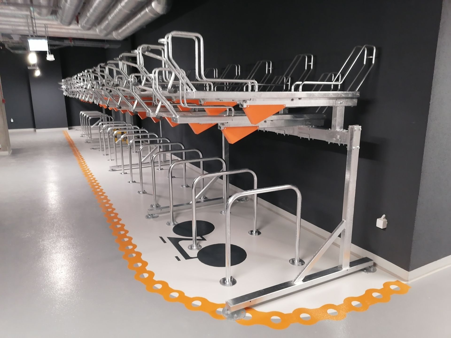 Rack à vélo double étage avec arceau au sol - Largeur d'entraxes 375 - 400 - 450 - 500_0