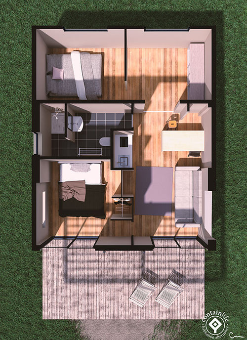 Studio  de  jardin isolé en container/T3 - 42 m2_2