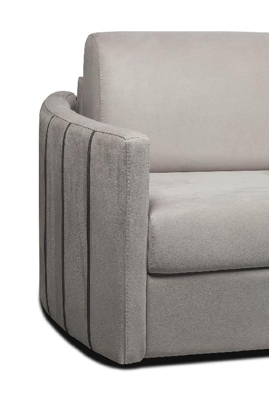 Canapé convertible express Capri - Couchage 120x197 cm - Matelas 16 cm - Velours gris clair - Accoudoirs stylisés_2