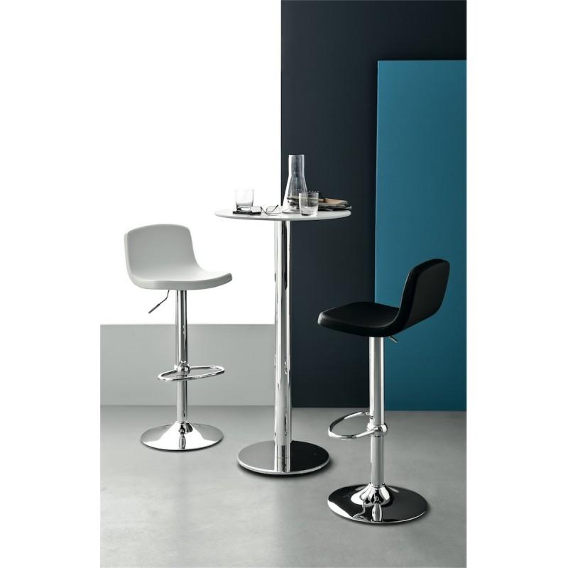 Tabouret de bar réglable et pivotant - Joe - Structure en métal chromé - Assise synthétique disponible en plusieurs coloris_2