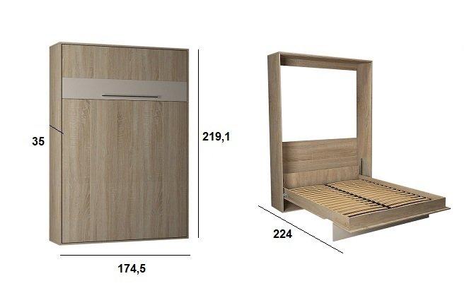 Armoire lit escamotable Kompact - ouverture assistée - coloris chêne - couchage 160x200 cm - ultra plate pour gain de place_2