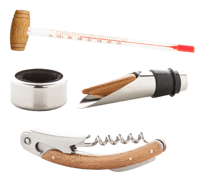 Set à vin - 4 accessoires dans une boîte en bois de bambou - Couleur marron - 475 gr_2