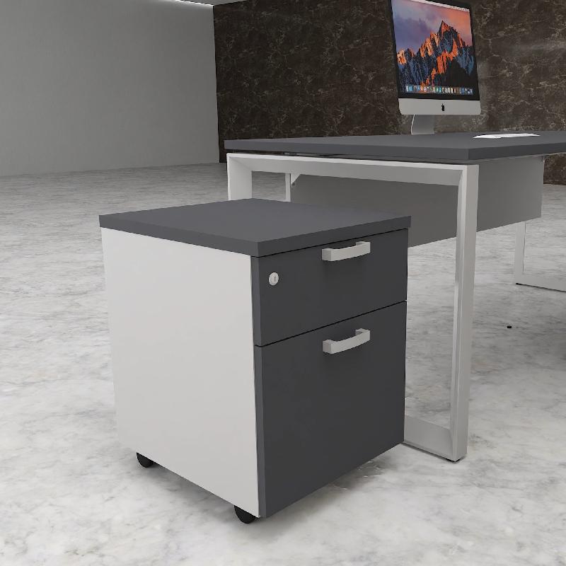 Caisson mobile avec tiroir pour dossiers suspendus - Mobel Linea - Gris anthracite, Gris aluminium_2