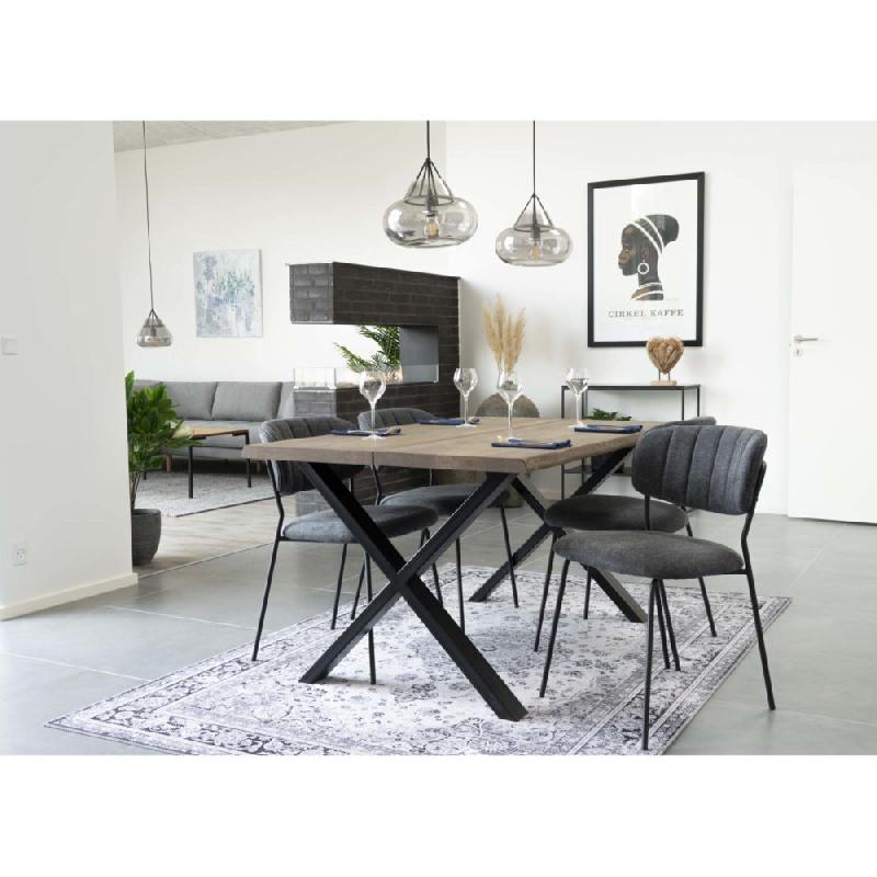 Chaise de restaurant ALICANTE en tissu gris - empilable - design nordique avec piétement en métal noir_2