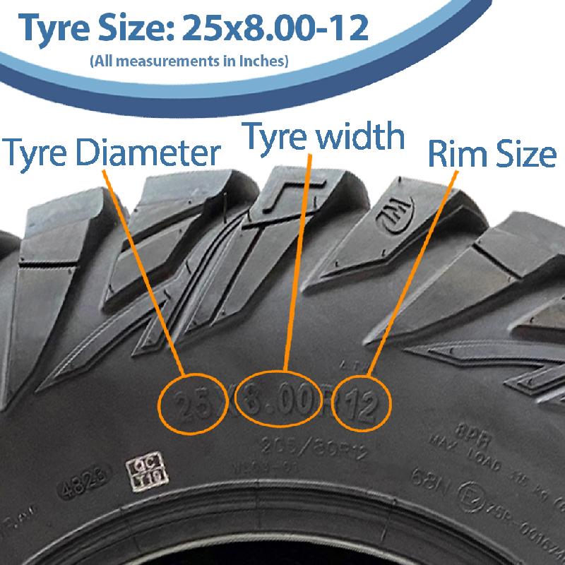 25x8.00-12 (205/80R12) ATV Tyre 8ply WL03 OBOR Antelope 68N E-Marked Road Legal_2